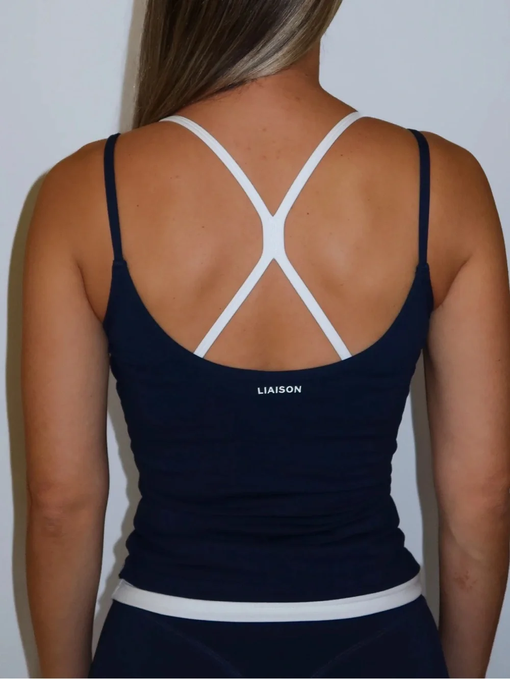 Navy & White Double Layer Sporty Tank Top - Picture 2 of 8